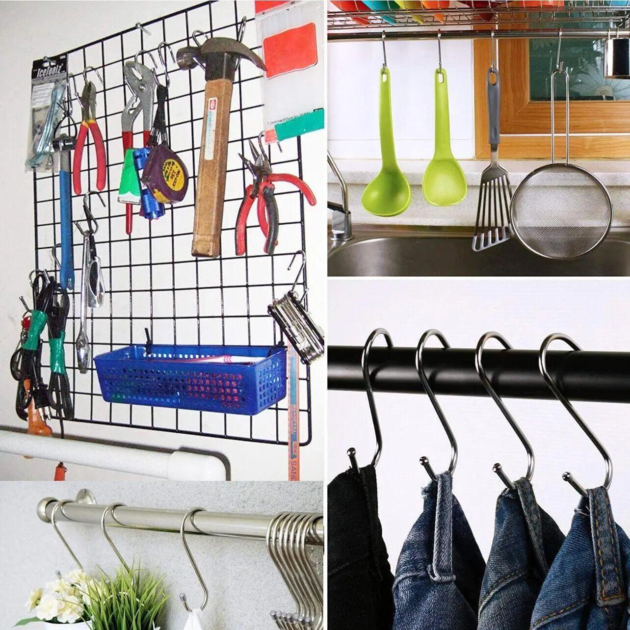 12cm Stainless Steel S Shape Hooks Kitchen Hanger Rack Clothes Hanging Plant Holders - 10PCS - Mekamart Australia