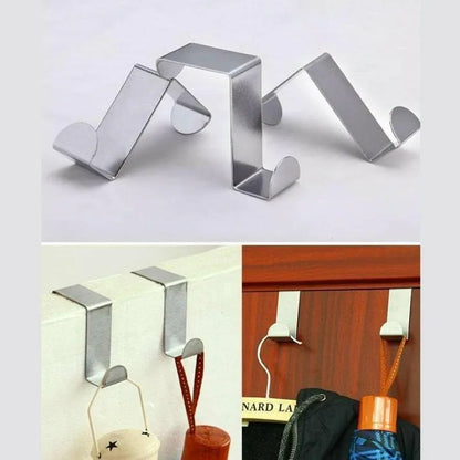 4X/6X Over Door Hooks Hanger Holder Stainless Steel Cabinet Organizer Clothes 4.5cm - 4 PCS - Mekamart Australia