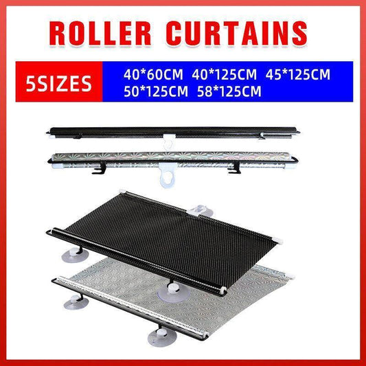Silver Roller Blinds Suction Cup Sunshade Blackout Curtains Car Home Window Curtains - 58 X 125 CM