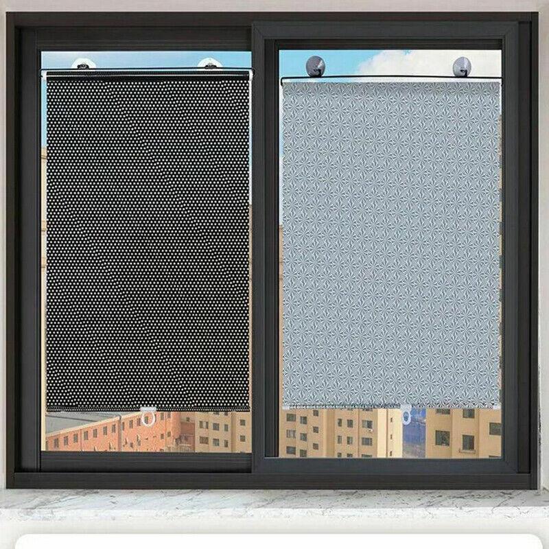 Silver Roller Blinds Suction Cup Sunshade Blackout Curtains Car Home Window Curtains - 45 X 125 CM