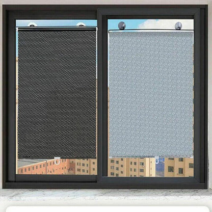 Silver Roller Blinds Suction Cup Sunshade Blackout Curtains Car Home Window Curtains - 40 X 60 CM