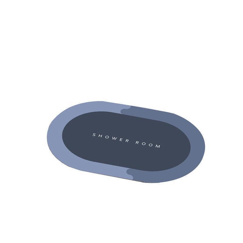 40*60CM Super Absorbent Floor Mat Soft Quick-Drying Non-Slip Diatom Mud Bath - Grey-Oval