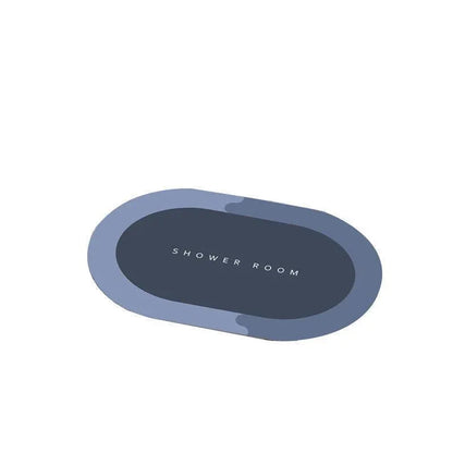 40*60CM Super Absorbent Floor Mat Soft Quick-Drying Non-Slip Diatom Mud Bath - Grey-Oval