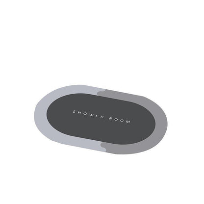 40*60CM Super Absorbent Floor Mat Soft Quick-Drying Non-Slip Diatom Mud Bath - Blue-Oval