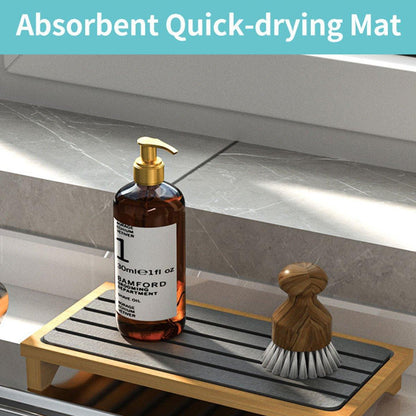 Countertop Absorbent Drainage Mat Sink Splash Pad Bathroom Tray Water Catcher - Dark Grey
