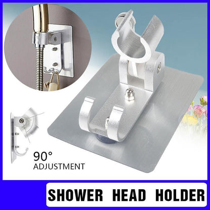 Adjustable Bracket Suction Shower Head Handset Holder Bathroom Wall Mount +Hooks