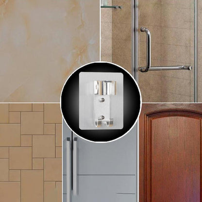 Adjustable Bracket Suction Shower Head Handset Holder Bathroom Wall Mount +Hooks