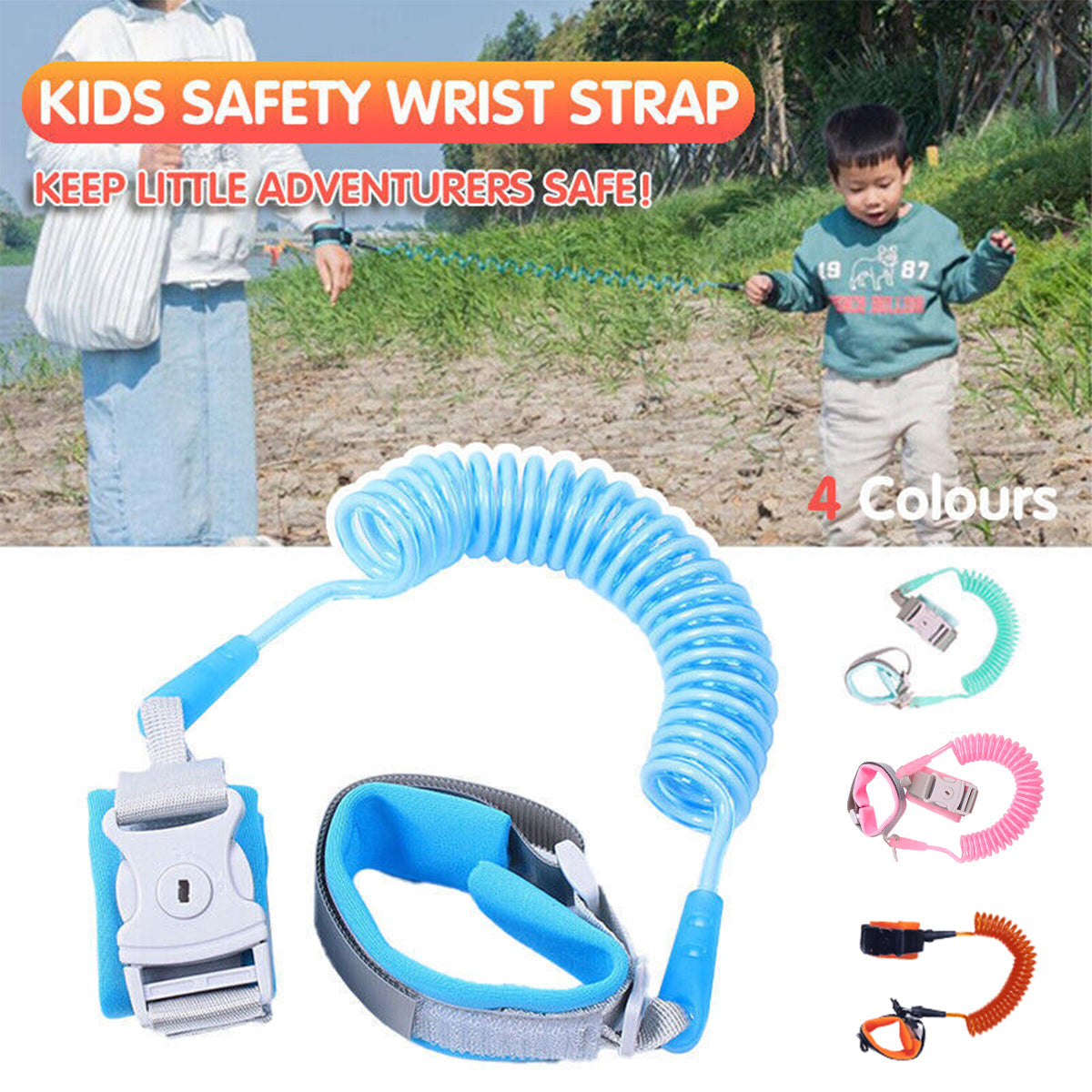 Adjustable Wrist Link Strap with Soft Cuff Anti-Loss Hand Band for Daily Walking Use - Orange