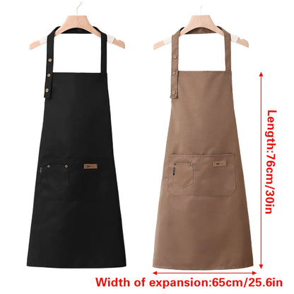 Adjustable Work Apron Neck Strap Waist Tie Kitchen Cooking Bib Apron Men Women - Brown