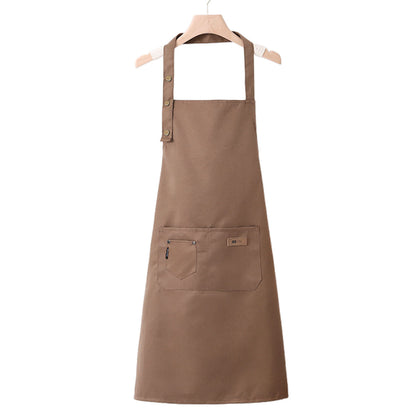 Adjustable Work Apron Neck Strap Waist Tie Kitchen Cooking Bib Apron Men Women - Brown