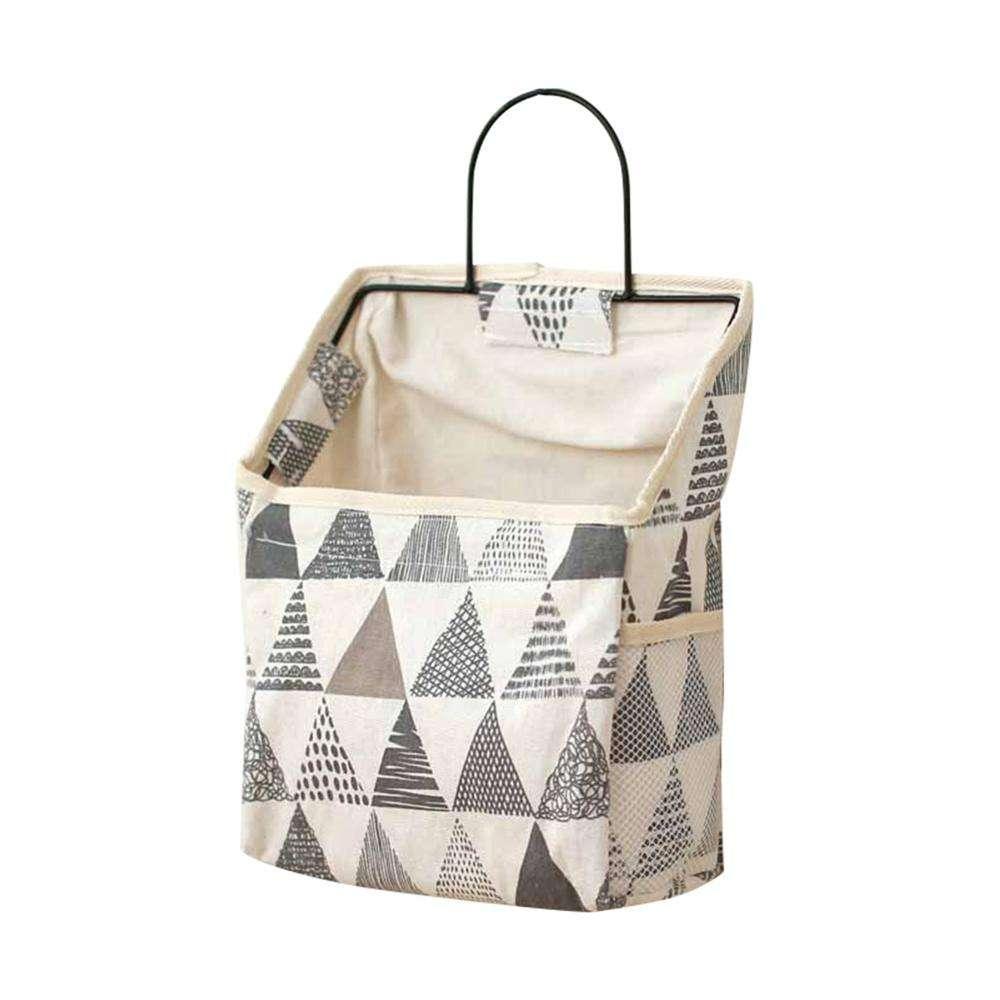 Wall Hanging Storage Bag Home Wardrobe Organiser Pouch Book Holder Phone Pocket - Grey Triangle