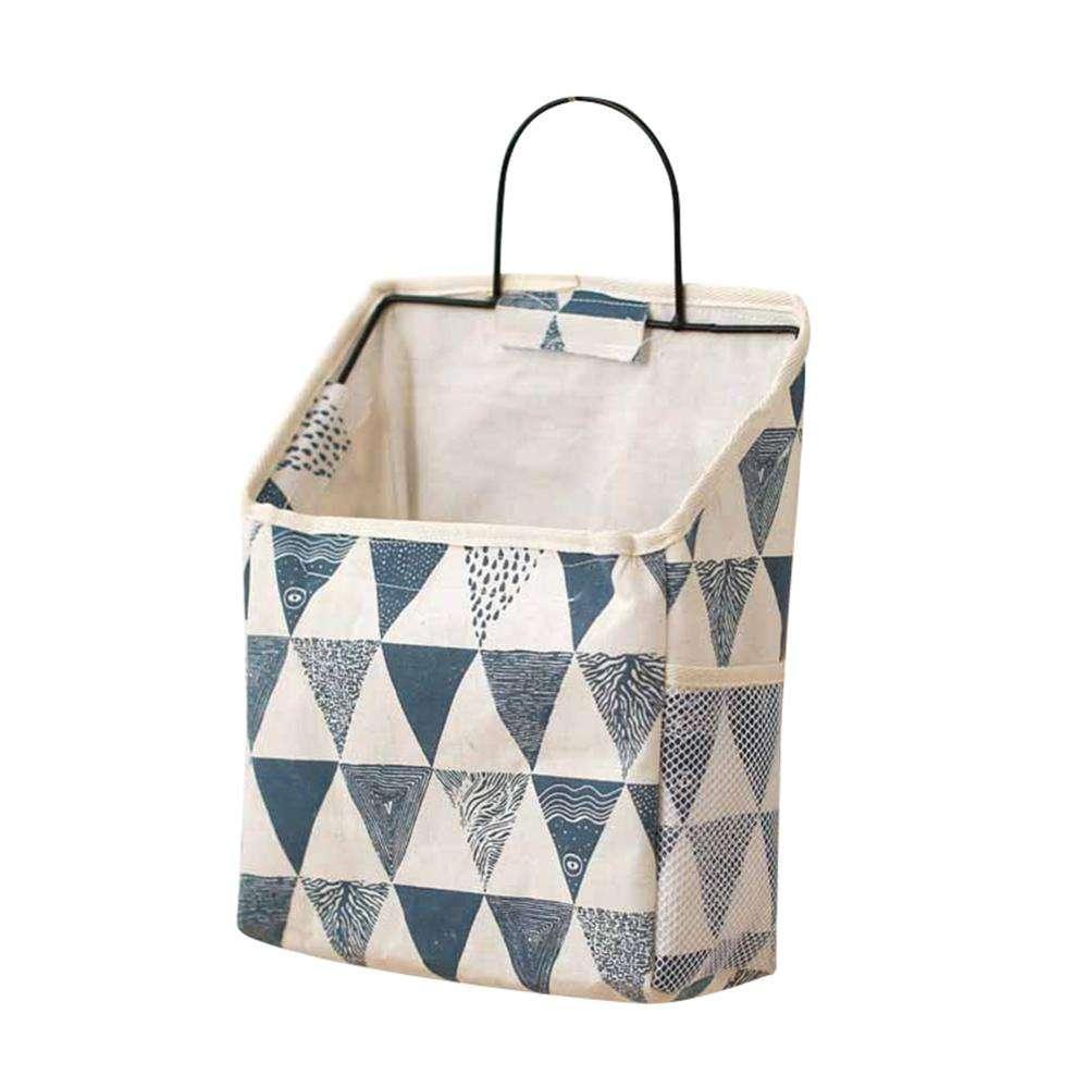 Wall Hanging Storage Bag Home Wardrobe Organiser Pouch Book Holder Phone Pocket - Grey Triangle