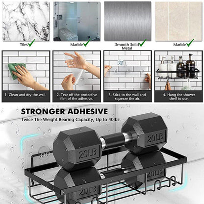 Perforation Free Bathroom Shelf Space Saving Storage Rack Organizer for Home Use