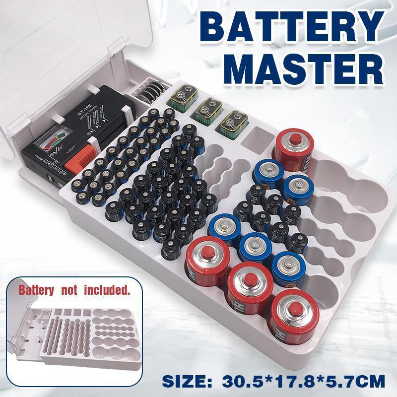 93 Slot Battery Storage Organizer Holder with Tester-Battery Caddy Rack Case Box - Mekamart Australia