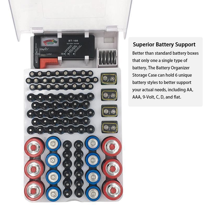 93 Slot Battery Storage Organizer Holder with Tester-Battery Caddy Rack Case Box - Mekamart Australia