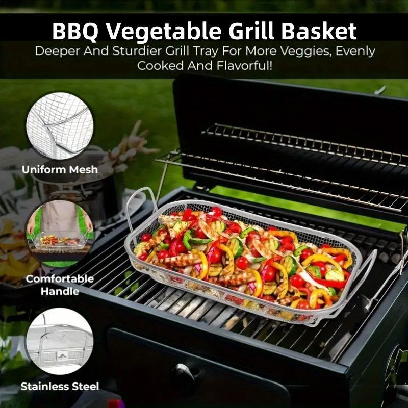 Stainless Steel Square Barbecue Basket Multifunctional Tray Grilling Vegetables