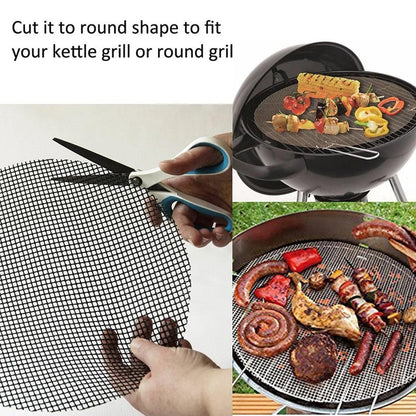 3/6/10PCS Non-Stick BBQ Grill Mat Mesh Liner Cooking Barbecue Sheet Baking Pad - 40X30cm-6PCS