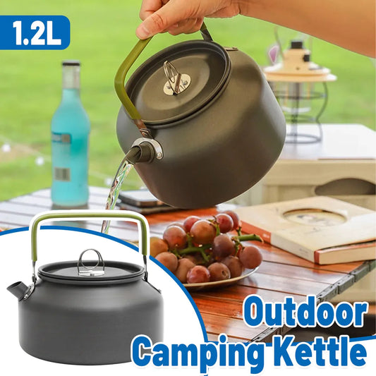 1.2L Outdoor Teapot Camping Hiking Portable Aluminum Kettle Coffee Pot Travel