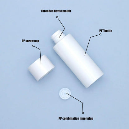 50/100/150ml Plastic Toner Lotion Bottles Refillable Travel Cosmetic Containers - White Lid + Transparent Bottle - 100ml - Mekamart Australia