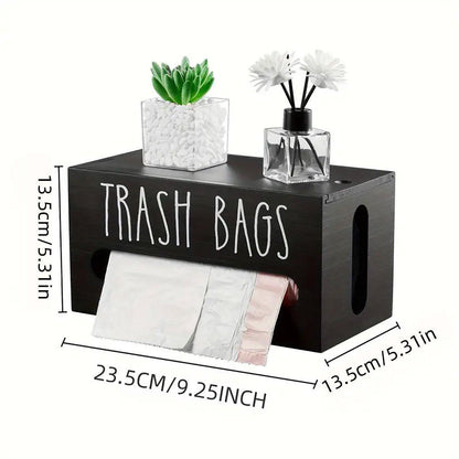 Wooden Plastic Bag Storage Box Hanging Rubbish Bag Organizer Extractable Tissue