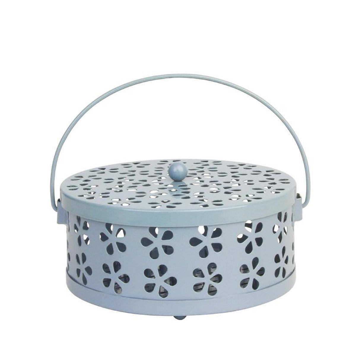 Iron Mosquito Incense Box Fireproof Tray Stand Indoor Household Incense Holder - Blue