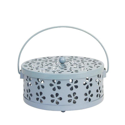 Iron Mosquito Incense Box Fireproof Tray Stand Indoor Household Incense Holder - Blue