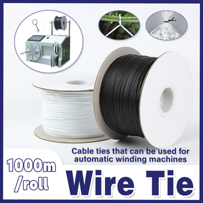 1000M Coiled Tie Wire Elliptical Binding Wire Garden Plant Cable Roll for Home - Black