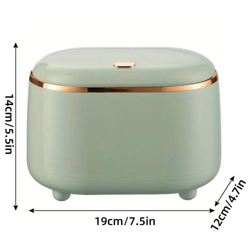 Small Desktop Trash Can Oval Pop Up Lid Rubbish Bin Waste Organizer Container - Green