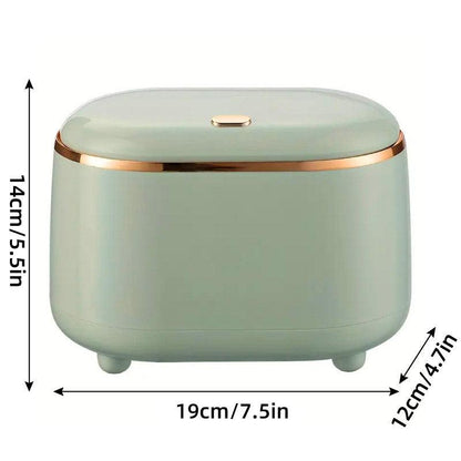 Small Desktop Trash Can Oval Pop Up Lid Rubbish Bin Waste Organizer Container - Green