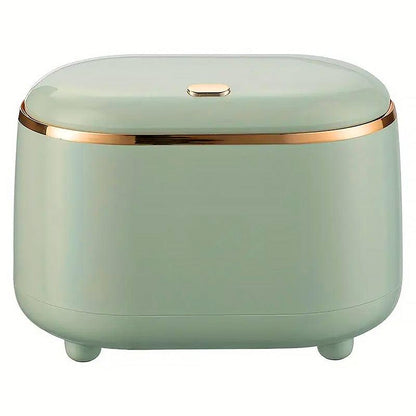 Small Desktop Trash Can Oval Pop Up Lid Rubbish Bin Waste Organizer Container - Green