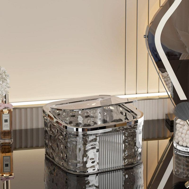 Desktop Mini Trash Can Small Waste Bin Storage Bucket for Office Kitchen Home - Grey-S