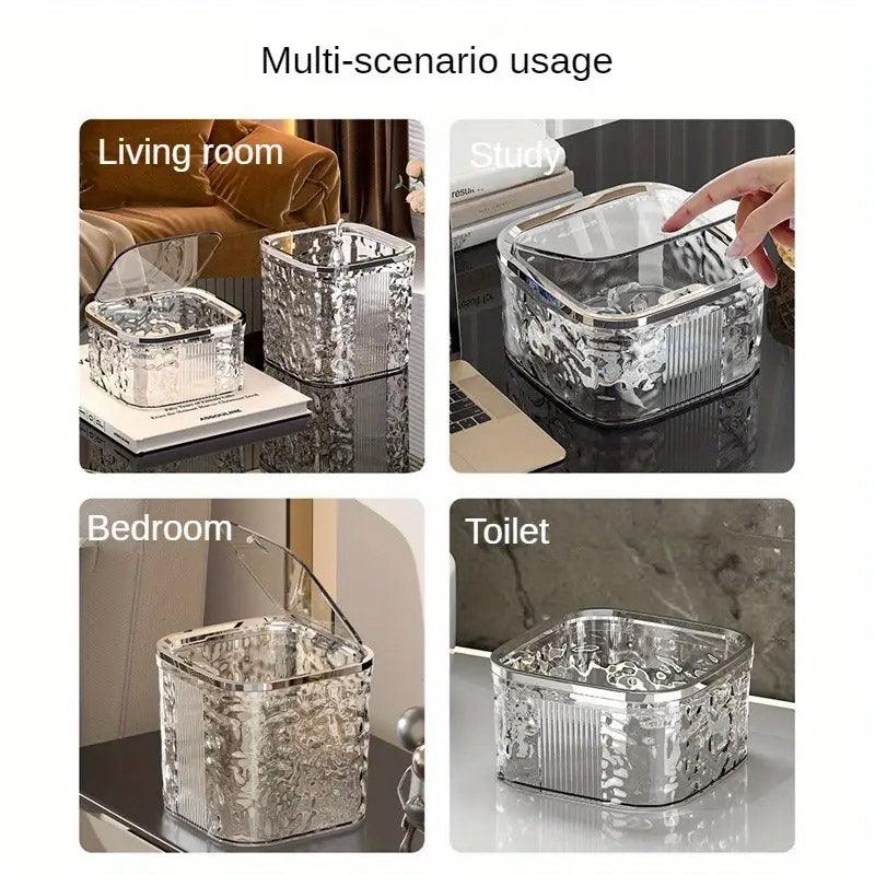 Desktop Mini Trash Can Small Waste Bin Storage Bucket for Office Kitchen Home - Grey-S