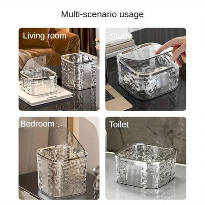 Desktop Mini Trash Can Small Waste Bin Storage Bucket for Office Kitchen Home - Grey-S