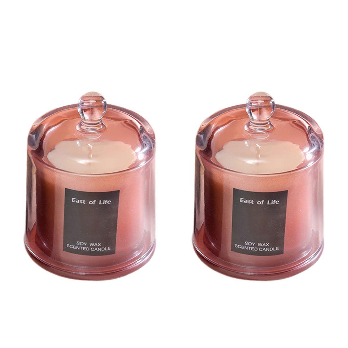 2Pcs Smokeless Glass Aromatherapy Candles Scented Gift Set for Relaxation - Freesia
