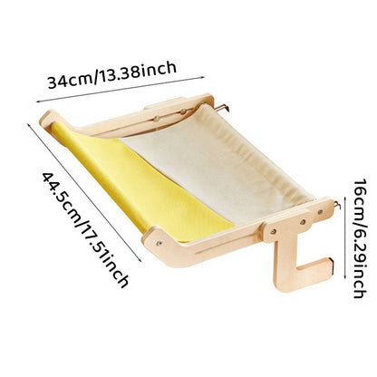 Window Hanging Cat Hammock Solid Wood Sun Bed Nest for All Seasons Durable - Grey+Orange
