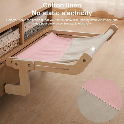 Window Hanging Cat Hammock Solid Wood Sun Bed Nest for All Seasons Durable - Grey+Yellow