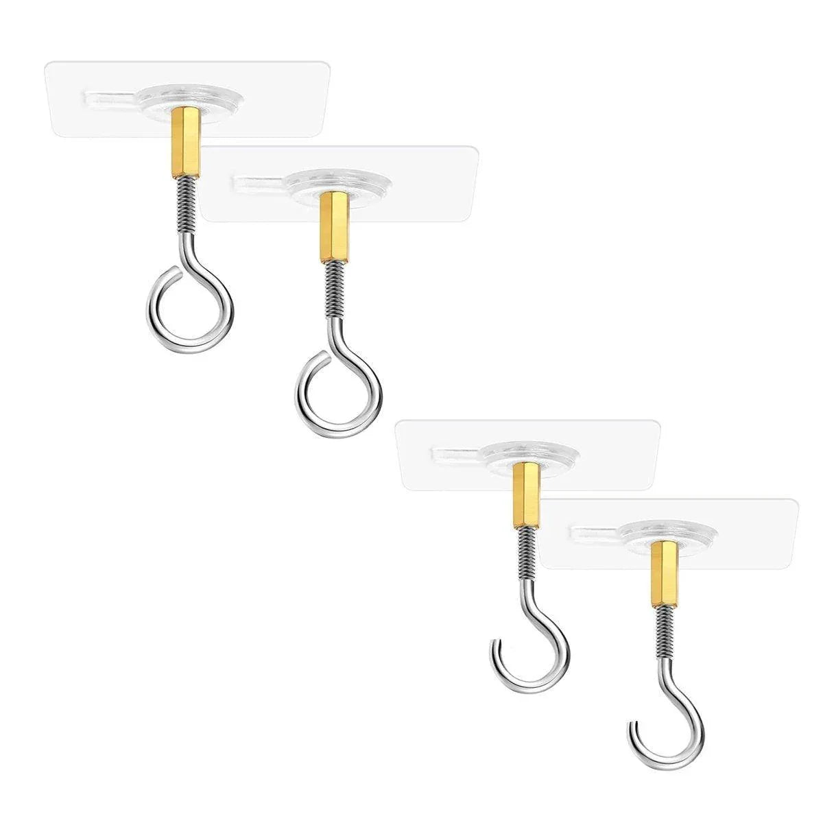 12 PCS Heavy Duty Self Adhesive Hooks Stainless Steel Ceiling Hooks for Home - Closed - Mekamart Australia