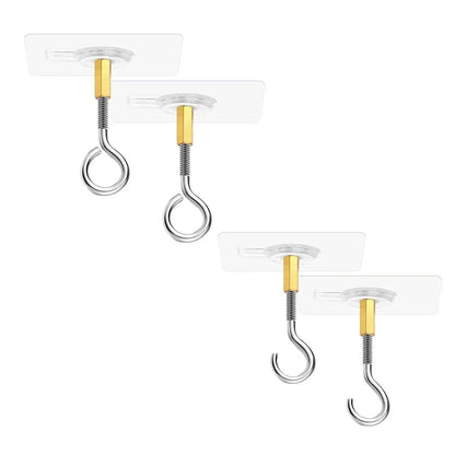 12 PCS Heavy Duty Self Adhesive Hooks Stainless Steel Ceiling Hooks for Home - Closed - Mekamart Australia