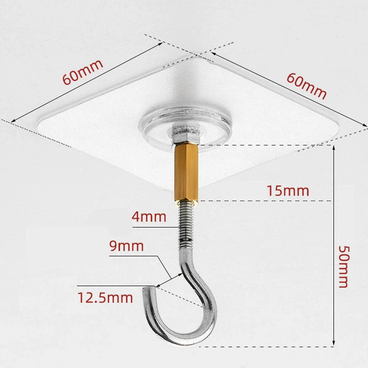 12 PCS Heavy Duty Self Adhesive Hooks Stainless Steel Ceiling Hooks for Home - Closed - Mekamart Australia