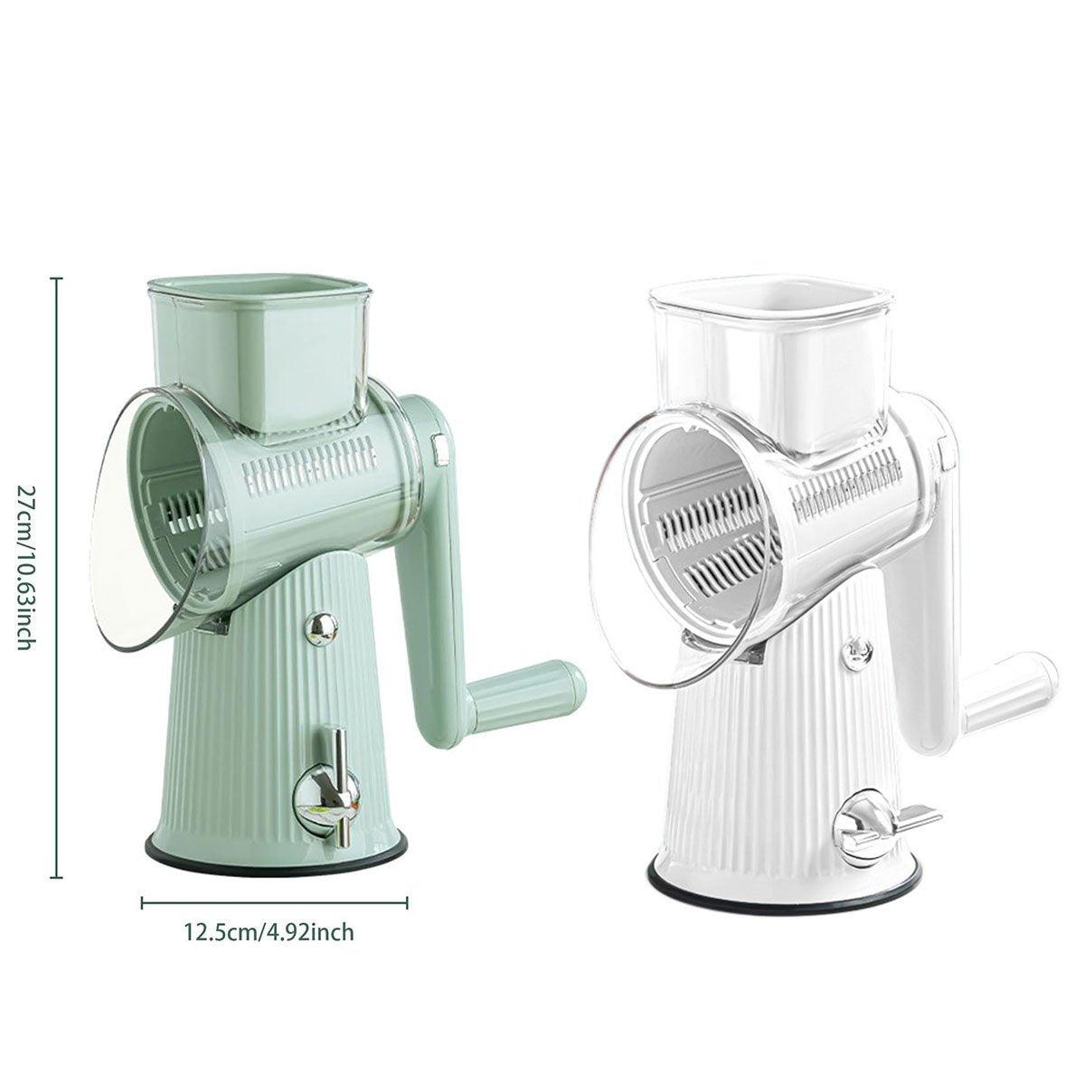 Multifunctional Vegetable Cutter Drum Slicer Kitchen Hand Cranked Grater Tool - White