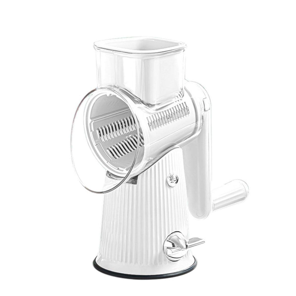 Multifunctional Vegetable Cutter Drum Slicer Kitchen Hand Cranked Grater Tool - White