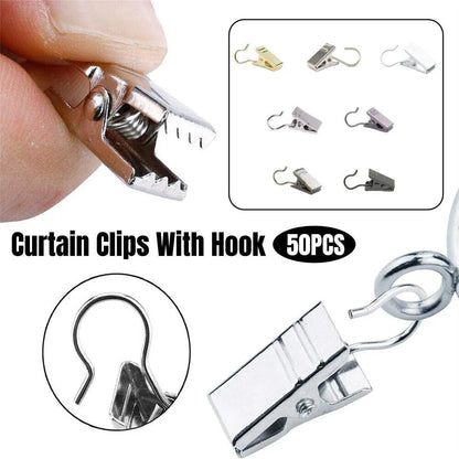 50PCS Stainless Steel Curtain Clip Hooks Strong Load-bearing Shower Accessories - Copper - Mekamart Australia