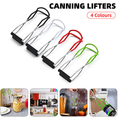 Stainless Steel Canning Jar Lifter Anti-Slip Lifting Tongs Gripper Anti-scalding - White