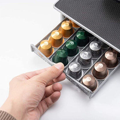 Coffee Capsule Drawer Holder for 40 Nespresso Pods with Non-Slip Top Rack
