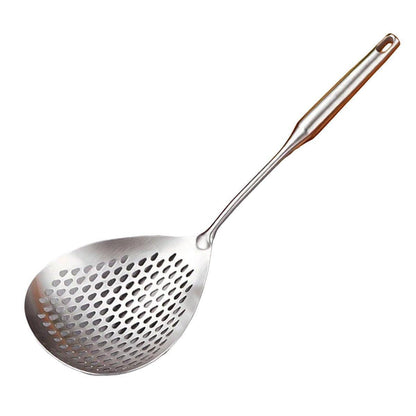 304 Stainless Steel Kitchen Colander Long Handle Noodle Dumpling Strainer Spoon - Stainless steel