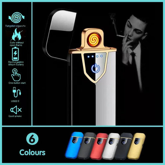Arc Rechargeable Windproof Flameless Electronic Metal Lighter Usb Lighters Au - Yellow - Mekamart Australia