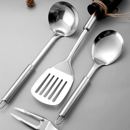6PCS Stainless Steel Kitchen Utensil Set with Frying Spatula Colander and Spoon