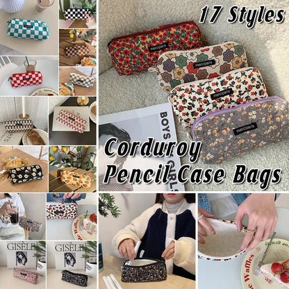 Large Capacity Pencil Case Organiser Bag Stationery Holder School Travel Pouch - Cartoon Flowers