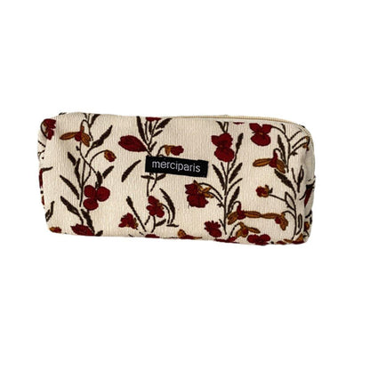 Large Capacity Pencil Case Organiser Bag Stationery Holder School Travel Pouch - Cartoon Flowers