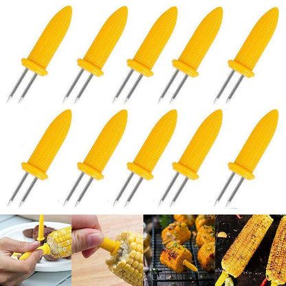 BBQ Corn Holders Set of 10 Reusable Stainless Steel Skewers for Kitchen and Grill